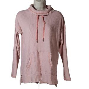 St John's Bay Peach Cowl Neck Sweatshirt Long Sleeve Shirt Size Small Turtleneck